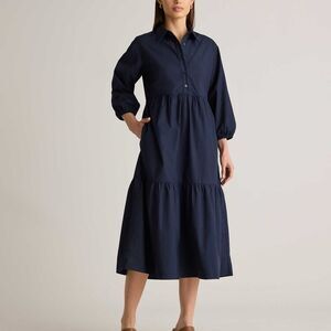 Quince Black Tunic Dress Size XS 100% Organic Cotton Poplin Midi Preppy Classic